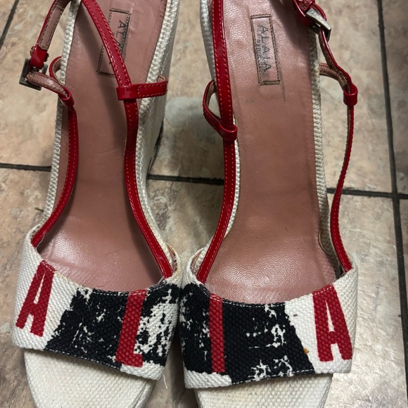 ALAIA Red and White Women's Sandals